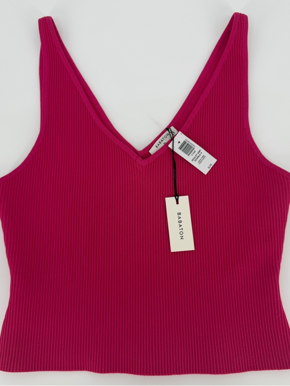 Babaton Magenta Sculpt Ribbed Knit Tank XL Y2K Minimalist Aritzia Eros Pink - Picture 5 of 10